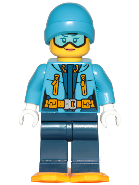 Минифигурка Lego Arctic Explorer - Female, Dark Blue Legs, Dark Azure Beanie, Medium Azure Ski Goggles, Bright Light Orange Snowshoes cty0906